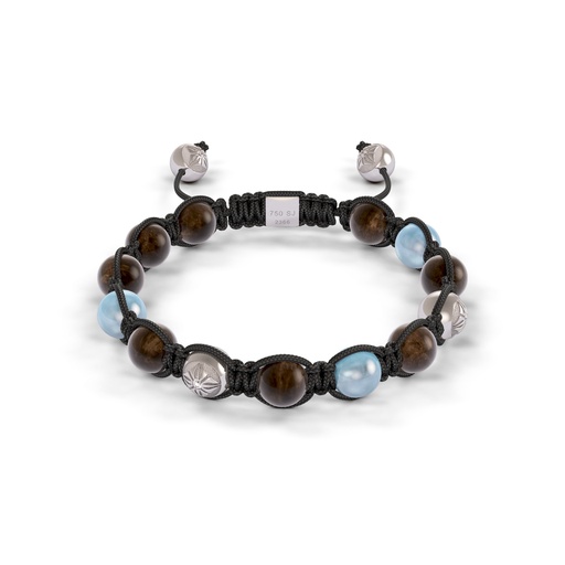 Shamballa Jewels Platinum Diamond Sapphire & Aquamarine 8mm Braided Bead Bracelet