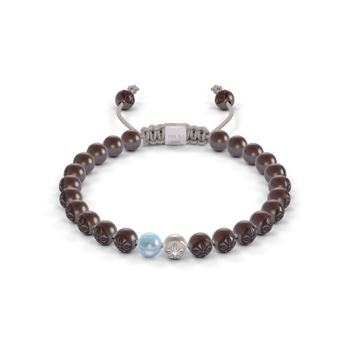Shamballa Jewels Platinum Diamond & Aquamarine 6mm Non-Braided Bead Bracelet