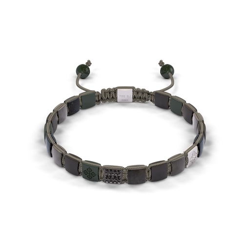 Shamballa Jewels White & Black Gold Diamond Sapphire & Jade 6mm Lock Bead Bracelet