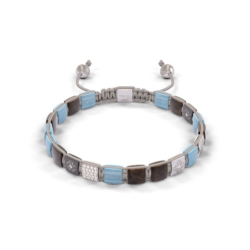 Shamballa Jewels White & Black Gold Diamond Sapphire Emerald & Aquamarine 6mm Lock Bead Bracelet