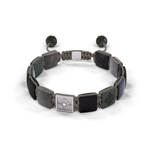 Shamballa Jewels White & Ceramic Sapphire & Jade 10mm Lock Bead Bracelet
