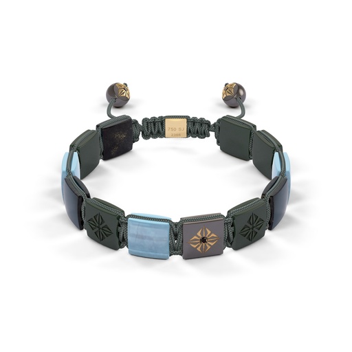 Shamballa Jewels Yellow & Black Gold Jade & Aquamarine 10mm Lock Bead Bracelet