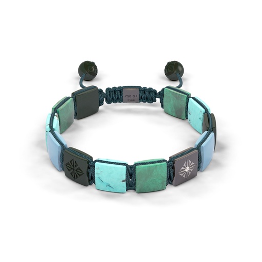 Shamballa Jewels Black Gold Diamond Turquoise & Aquamarine 10mm Lock Bead Bracelet