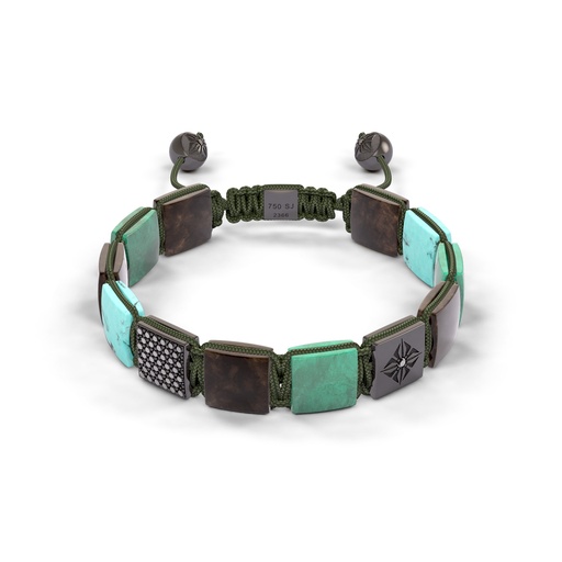 Shamballa Jewels Black Gold Diamond Sapphire Emerald & Turquoise 10mm Lock Bead Bracelet