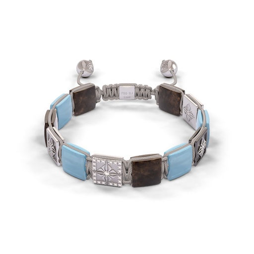 Shamballa Jewels Rose & Black Gold Diamond Sapphire & Aquamarine 10mm Lock Bead Bracelet