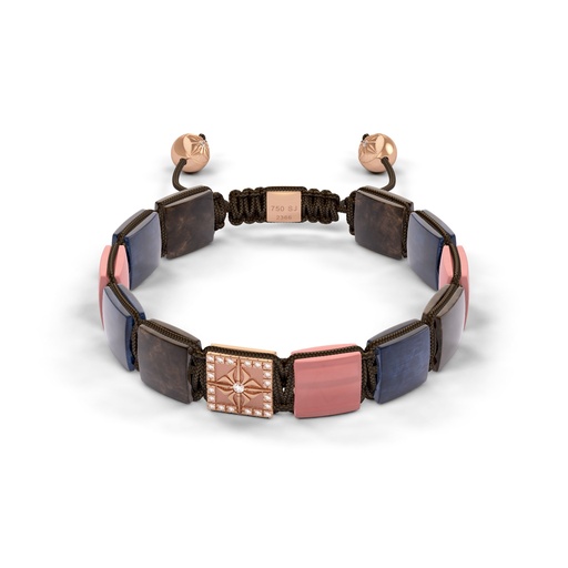 Shamballa Jewels Rose Gold Diamond Sapphire & Guava 10mm Lock Bead Bracelet