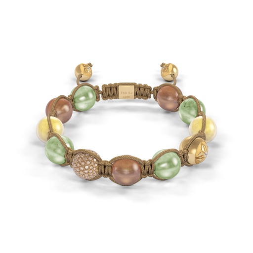 Shamballa Jewels Yellow Gold Diamond Sapphire & Moonstone 10mm Braided Bead Bracelet