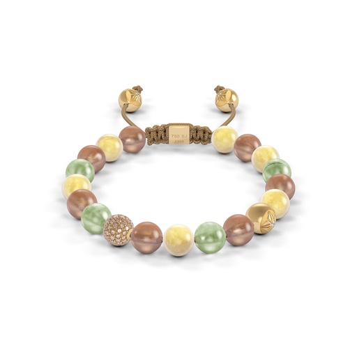 Shamballa Jewels Yellow Gold Diamond Sapphire & Moonstone 8mm Non-Braided Bead Bracelet