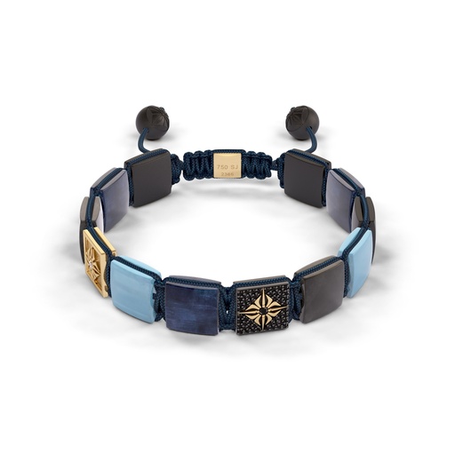 Shamballa Jewels Yellow & Black Gold Diamond Sapphire & Aquamarine 10mm Lock Bead Bracelet