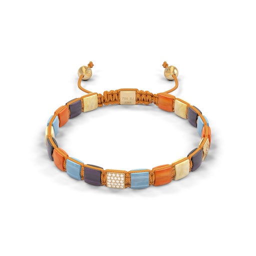 Shamballa Jewels Yellow Gold Diamond Sapphire Amethyst Carnelian & Aquamarine 6mm Lock Bead Bracelet