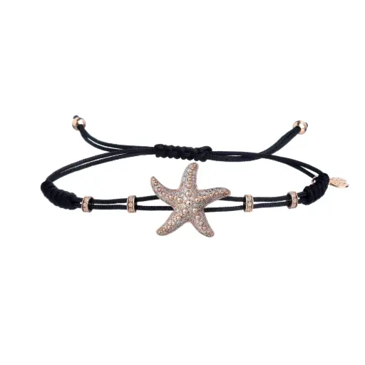 [B193RZA] Rose Gold Starfish Cord Bracelet Diamond