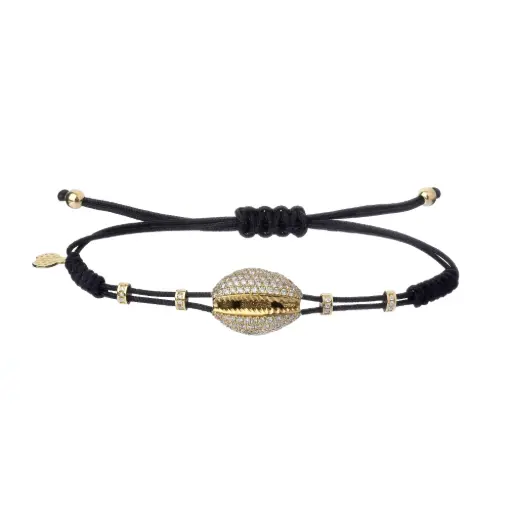 [B195D] Rose Gold Seashell Cord Bracelet Diamond