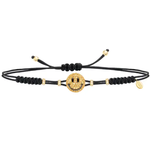 [B672ZG] Yellow Gold Smile Cord Bracelet Diamond Yellow Sapphire