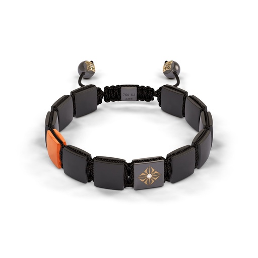 Shamballa Jewels Black Gold Diamond & Carnelian 10mm Lock Bead Bracelet 