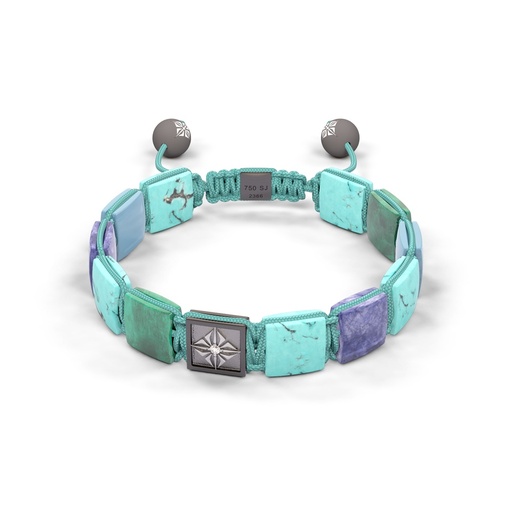 Shamballa Jewels White & Black Gold Diamond Turquoise Tanzanite & Aquamarine 10mm Lock Bead Bracelet