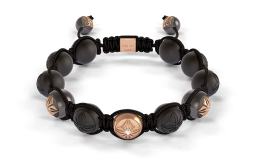 [D244584] Shamballa Jewels Rose & Black Gold Diamond 10mm Braided Bead Bracelet