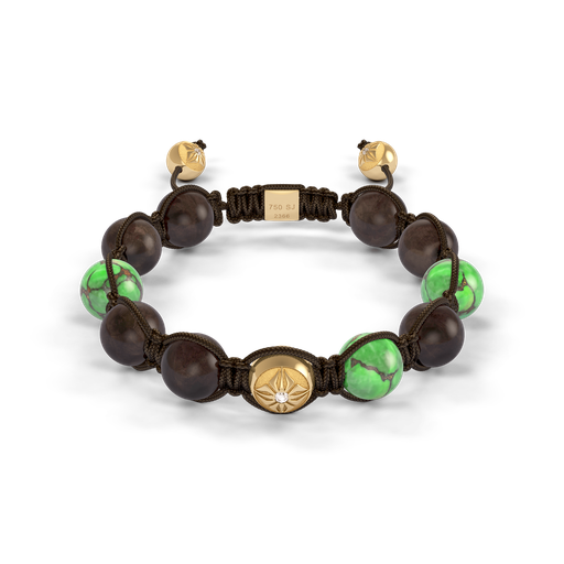 Shamballa Jewels Yellow Gold Diamond & Turquoise 10mm Braided Bead Bracelet