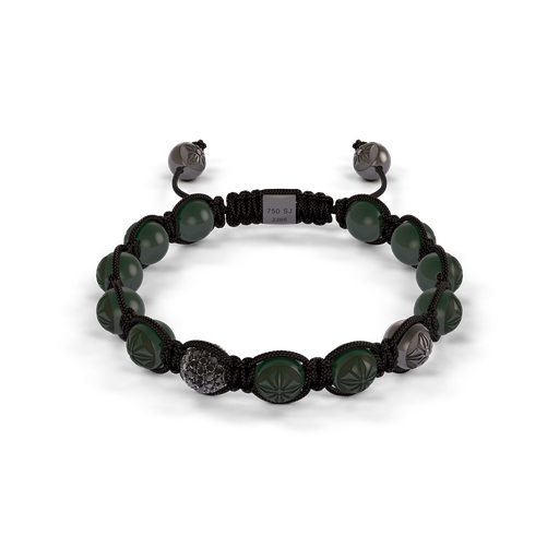 [D247506] Shamballa Jewels Black Gold Diamond & Ceramic 8mm Braided Bead Bracelet