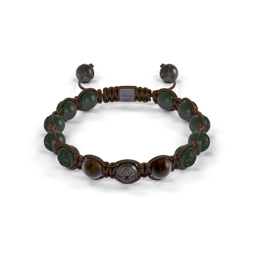 [D247511] Shamballa Jewels Black Gold Sapphire & Ceramic 8mm Braided Bead Bracelet