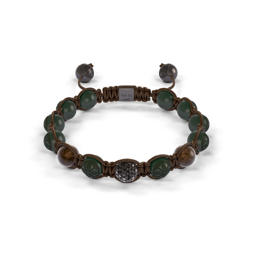 [D247512] Shamballa Jewels Black Gold Diamond Sapphire & Ceramic 8mm Braided Bead Bracelet
