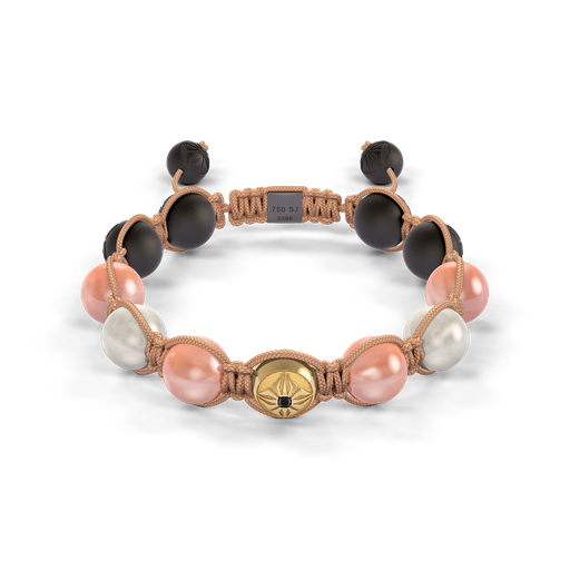 [D247526] Shamballa Jewels Yellow Gold Diamond & Moonstone 10mm Braided Bead Bracelet