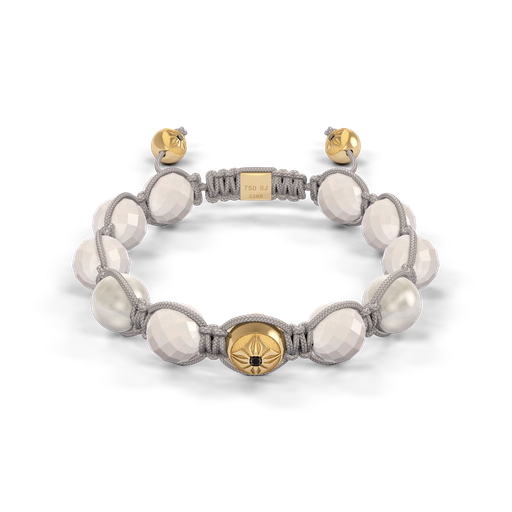 [D247531] Shamballa Jewels Yellow Gold Diamond & Moonstone 10mm Braided Bead Bracelet