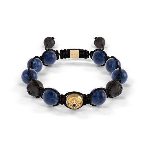 [D247534] Shamballa Jewels Yellow Gold Diamond & Sapphire 10mm Braided Bead Bracelet