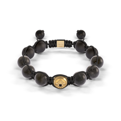 [D247537] Shamballa Jewels Yellow Gold Diamond & Sapphire 10mm Braided Bead Bracelet