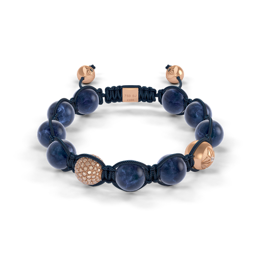 [D247540] Shamballa Jewels Rose Gold Diamond & Sapphire 10mm Braided Bead Bracelet