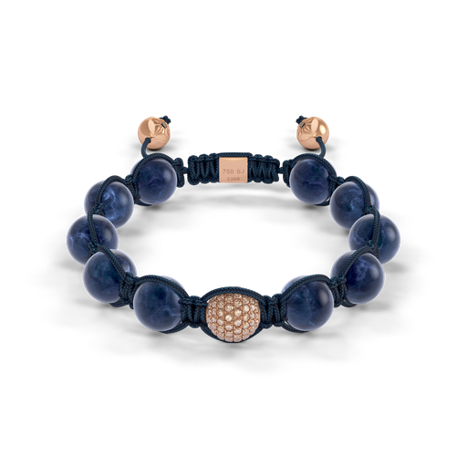 [D247543] Shamballa Jewels Rose Gold Diamond & Sapphire 10mm Braided Bead Bracelet