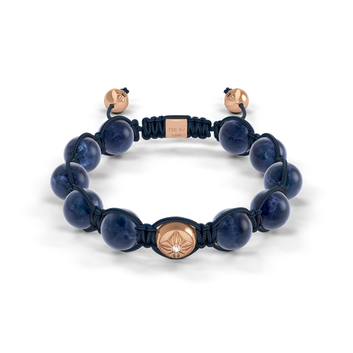[D247545] Shamballa Jewels Rose Gold Diamond & Sapphire 10mm Braided Bead Bracelet