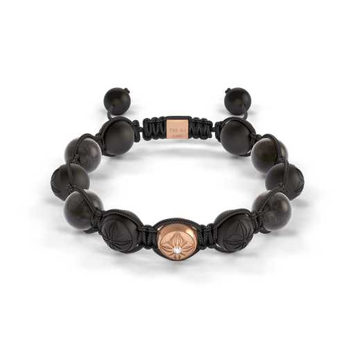[D247548] Shamballa Jewels Rose Gold Sapphire & Ceramic 10mm Braided Bead Bracelet