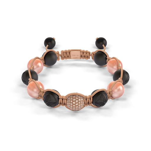 [D247553] Shamballa Jewels Rose Gold Diamond & Moonstone 10mm Braided Bead Bracelet