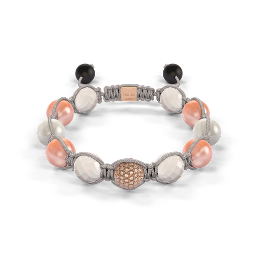 [D247554] Shamballa Jewels Rose Gold Diamond & Moonstone 10mm Braided Bead Bracelet