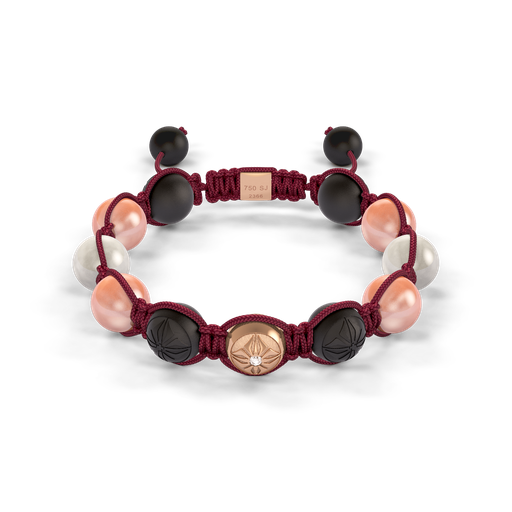 [D247555] Shamballa Jewels Rose Gold Diamond & Moonstone 10mm Braided Bead Bracelet