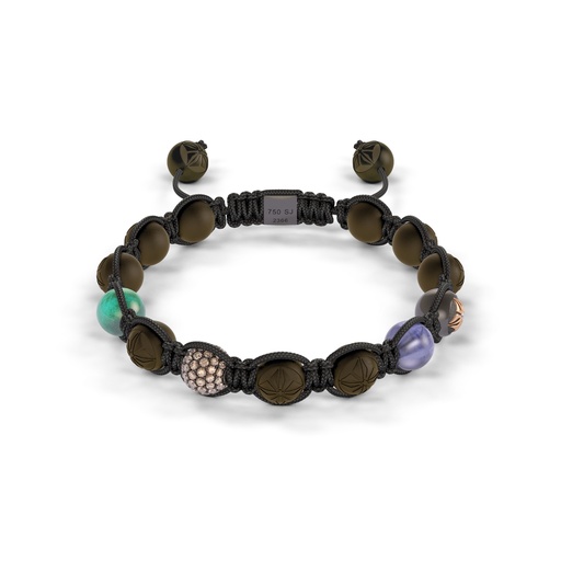 Shamballa Jewels Rose & Black Gold Diamond Tanzanite Ceramic & Turquoise 8mm Braided Bead Bracelet