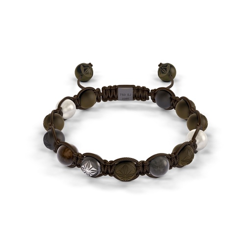 Shamballa Jewels Black Gold Diamond Sapphire Ceramic & Moonstone 8mm Braided Bead Bracelet