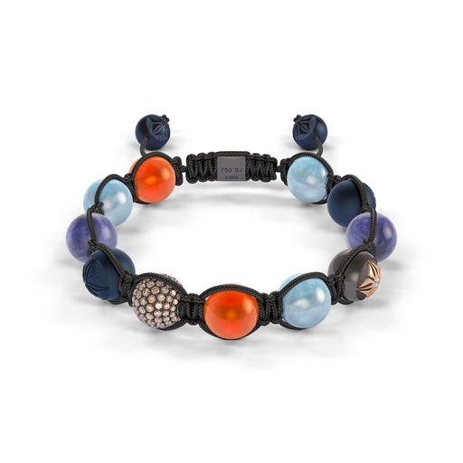Shamballa Jewels Black Gold Diamond Tanzanite Carnelian Aquamarine & Ceramic 10mm Braided Bead Bracelet