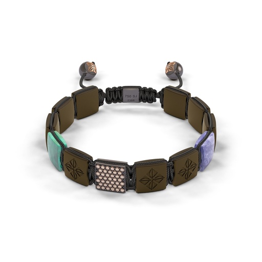 Shamballa Jewels Black Gold Diamond Turquoise & Tanzanite 10mm Lock Bead Bracelet