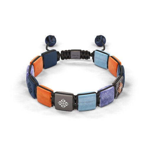 Shamballa Jewels Rose & Black Gold Diamond Tanzanite Carnelian Aquamarine & Ceramic 10mm Lock Bead Bracelet