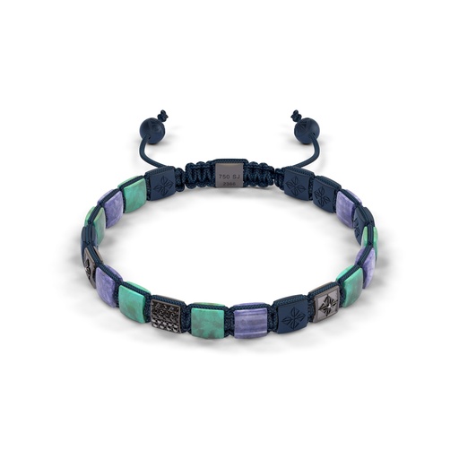 Shamballa Jewels Black Gold Diamond Turquoise Tanzanite & Ceramic 6mm Lock Bead Bracelet