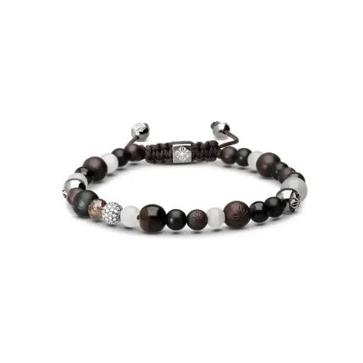Shamballa Jewels Black Gold Diamond Sapphire Ceramic & Moonstone Multisize Non-Braided Bead Bracelet