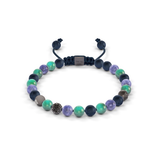 Shamballa Jewels Black Gold Diamond Turquoise & Tanzanite 6mm Non-Braided Bead Bracelet