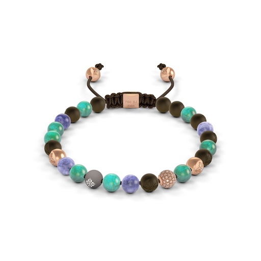 Shamballa Jewels Rose Gold Diamond Turquoise Tanzanite & Ceramic 6mm Non-Braided Bead Bracelet
