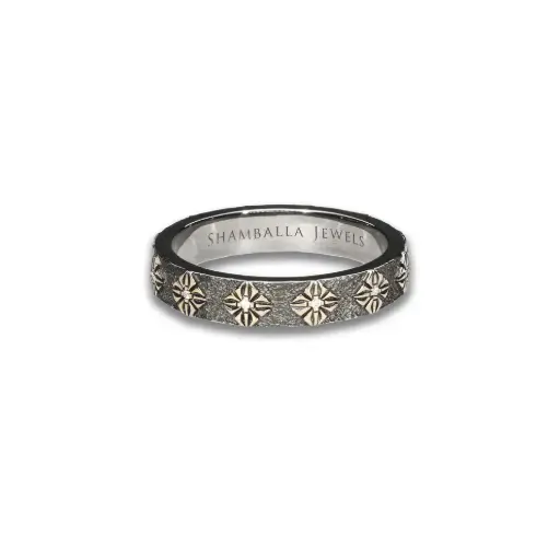 Shamballa Jewels - Black Gold & Yellow Gold White Diamond SOS Ring