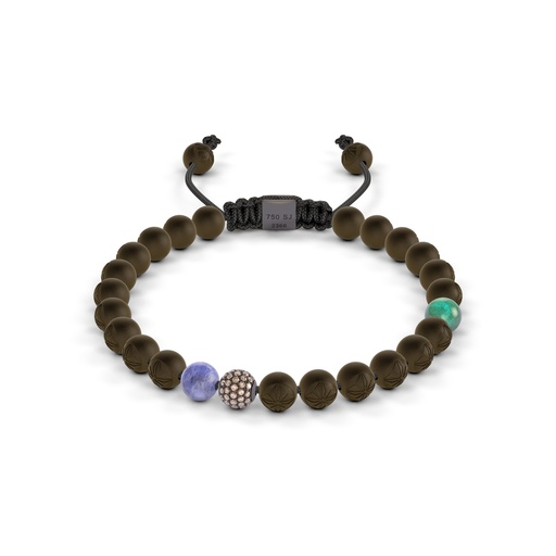 Shamballa Jewels Black Gold Diamond Turquoise & Tanzanite 6mm Non-Braided Bead Bracelet 