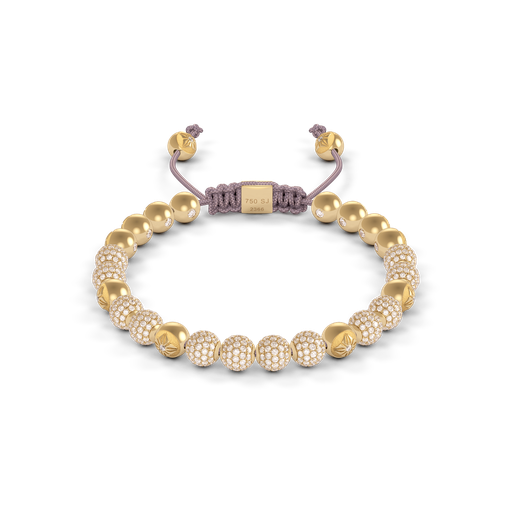 [D244918] Shamballa Jewels Yellow Gold Diamond 6mm Non-Braided Bead Bracelet