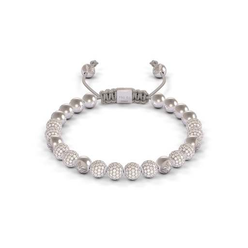 [D202317] Shamballa Jewels White Gold Diamond 6mm Non-Braided Bead Bracelet