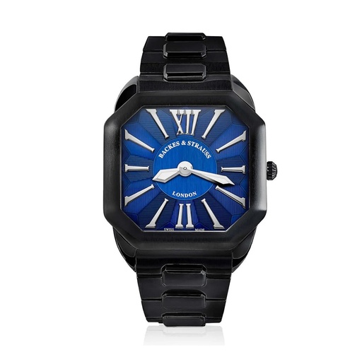 [W1.PM.BLWR] Berkeley W1 Black Steel Watch Blue Dial With White Roman Numerals