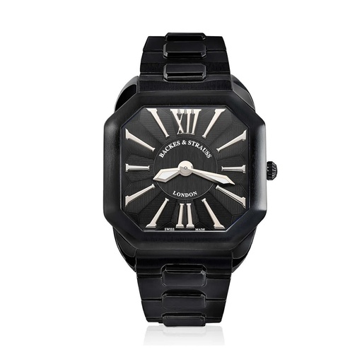 [W1.PM.BWR] Berkeley W1 Black Steel Watch Black Dial With White Roman Numerals